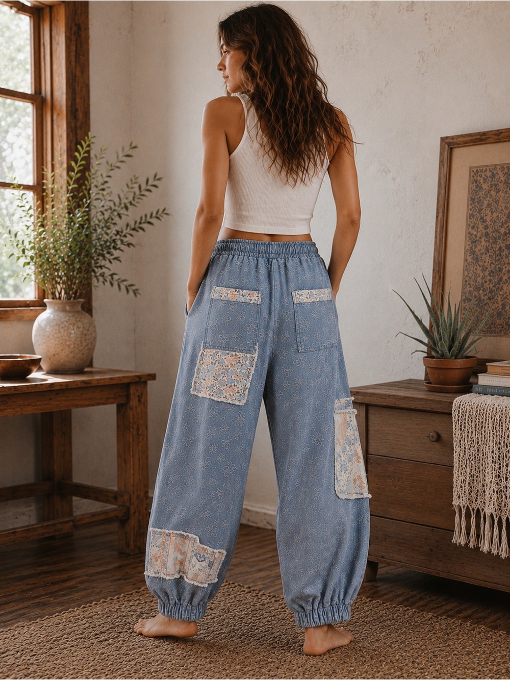 69☺️patchwork jogger denim - Picture 2 of 2